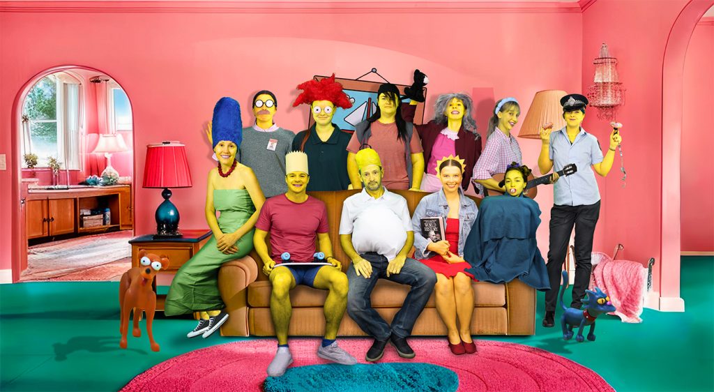 Simpsons-themed group photo of the SuncoastVet Nambour team